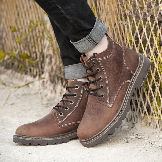 Botas de Cuero Vintage para Hombre - Estilo Clásico Robusto - Image 5