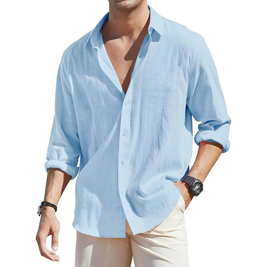 Cardigan de Lino para Hombre con Solapa y Manga Larga - Image 7