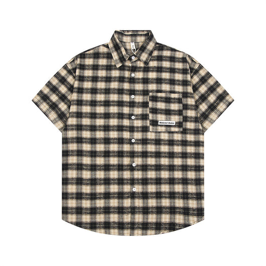 Camisa Suelta a Cuadros de Manga Corta para Hombre - Image 25