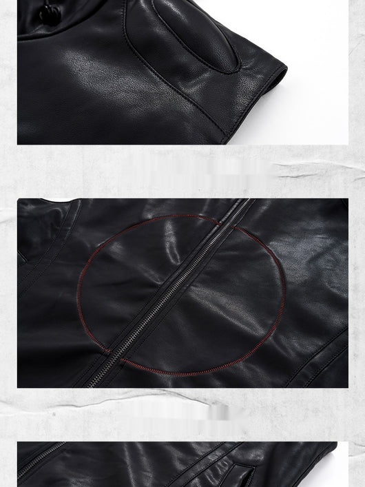 Chaleco de Cuero PU Slim Fit con Estrella de Cinco Puntas para Hombre - Estilo Verano - Image 10