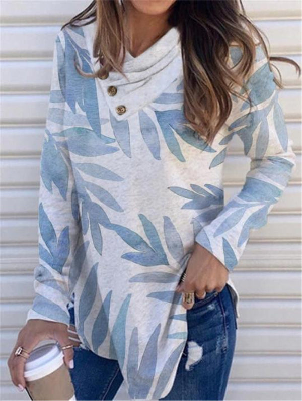 Blusa Étnica con Cuello Tipo Pile y Mangas Largas