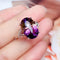 Anillo de Amatista Plata Esterlina Temperamento Minimalista Oversized