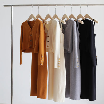 Conjunto Elegante: Cardigan Corto + Vestido Tejido con Tirantes - Image 16