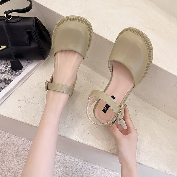 Sandalias con Tacón Grueso y Hebilla - Comodidad y Estilo para el Día