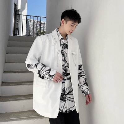 Camisa Hombre Estilo Tendencia con Estampado de Tinta en Algodón y Lino - Image 4