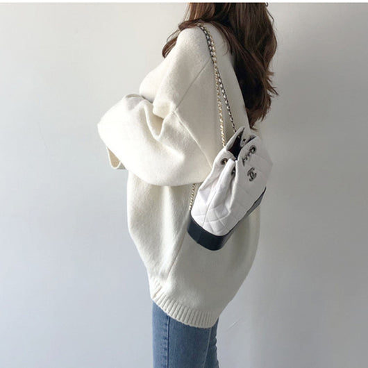 Cardigan Tejido Suelto Cuello en V Color Sólido para Mujer - Image 5