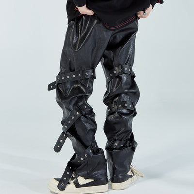 Pantalones de Cuero PU Diseño Punk para Hombre - Image 2