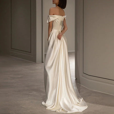 Vestido de Novia Blanco Francés con Hombros Descubiertos - Image 3
