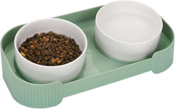 Comederos Elevados para Gatos de Cerámica 15° Antivómito con Base Antideslizante