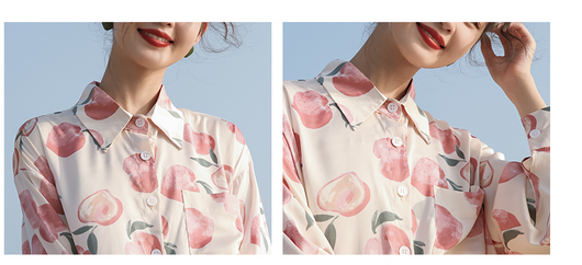 Blusa Retro Estilo Hong Kong con Flores - Manga Larga en Chifón - Image 9