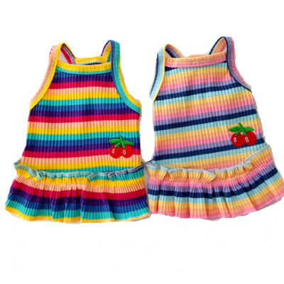 Vestido Princesa a Rayas con Estampado de Cereza para Mascotas - Image 4