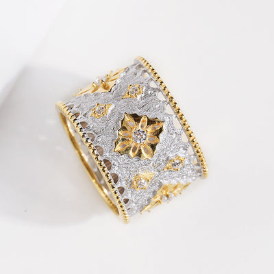 Anillo Vintage Chapado en Oro Plata con Zirconia y Efecto Dicroico - Image 3