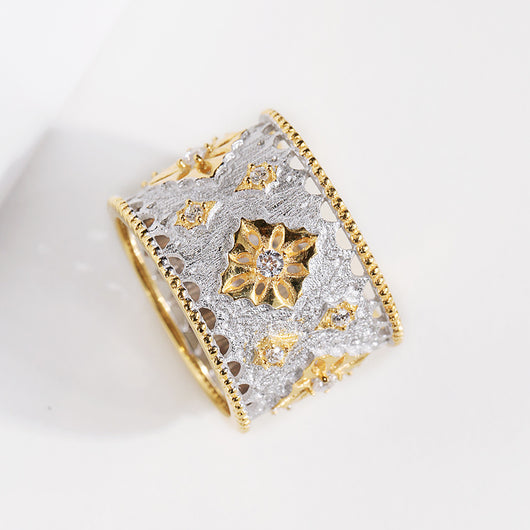 Anillo Vintage Chapado en Oro Plata con Zirconia y Efecto Dicroico - Image 3