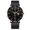 Pulseira de Malha de Aço Inoxidável Preta Rose Gold