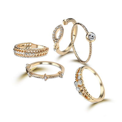 Juego de Anillos Articulados Chapados en Oro 18K Estilo Europeo - Image 5