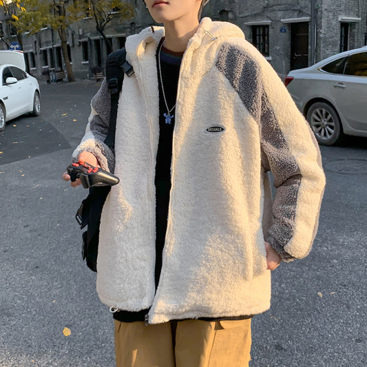Chamarra de Lana Peluche Suelta para Parejas Estilo Hong Kong Street Fashion - Image 2
