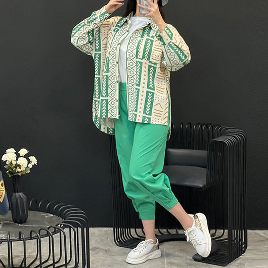 Conjunto de Dos Piezas: Blusa Holgada de Manga Larga y Pantalón Harem Anudado - Image 13
