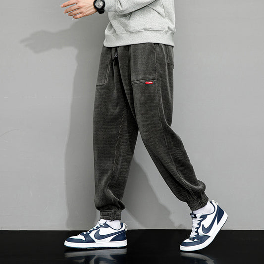 Pantalones Deportivos Anchos de Pana Pesada para Hombre