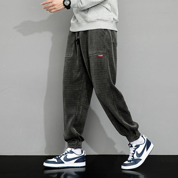 Pantalones Deportivos Anchos de Pana Pesada para Hombre