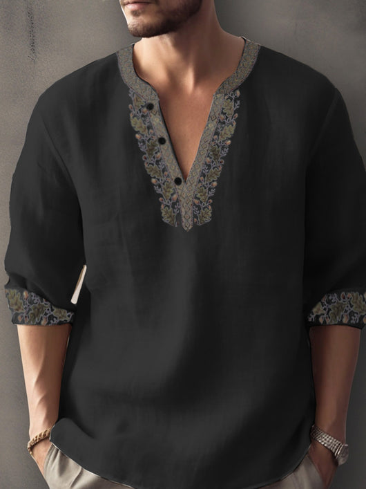 Camisa de Lino Bambú con Impresión 3D Digital de Manga Larga Estilo Europeo - Image 2