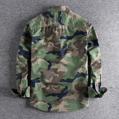 Camisa de Trabajo Camuflaje Lavado Americano Manga Larga para Hombre - Image 5