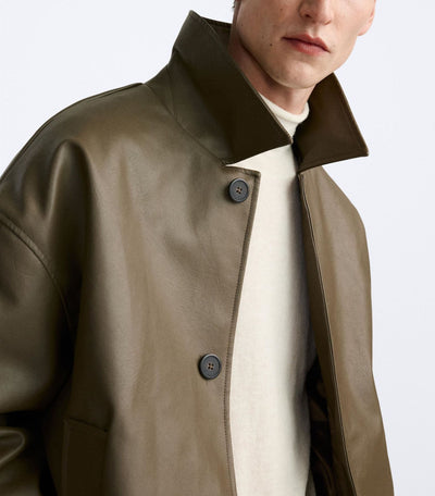 Chaqueta de Cuero Sintético Cuadrada para Hombre - Image 17