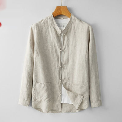 Camisa Retro Estilo Chino para Hombre con Cuello Mao - Image 5