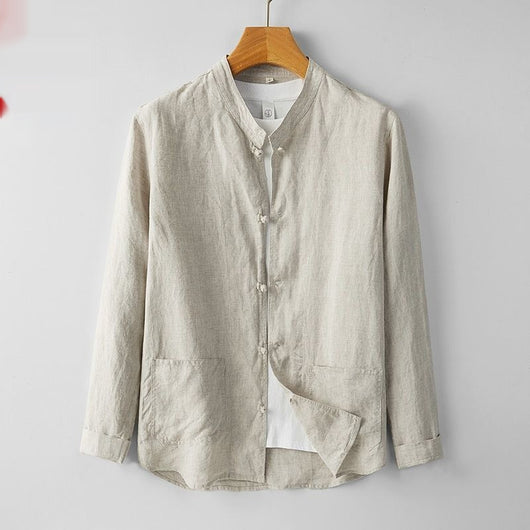 Camisa Retro Estilo Chino para Hombre con Cuello Mao - Image 5
