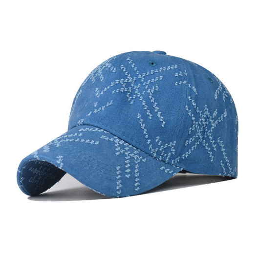 Gorra de Béisbol de Algodón Denim Lavado con Detalles Perforados - Image 8