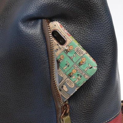 Mochila Cómoda con Paneles de Contraste en Cuero - Image 12