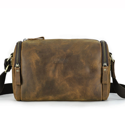 Bolso Mensajero de Cuero Crazy Horse Retro para Hombre - Image 3