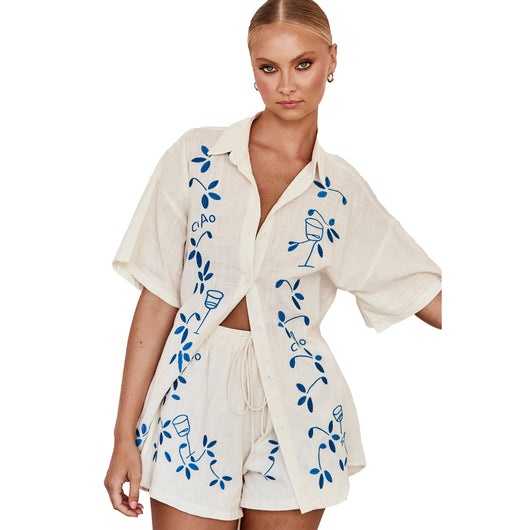Conjunto Casual de Camisa Corta con Bordado 3D y Textura - Image 31