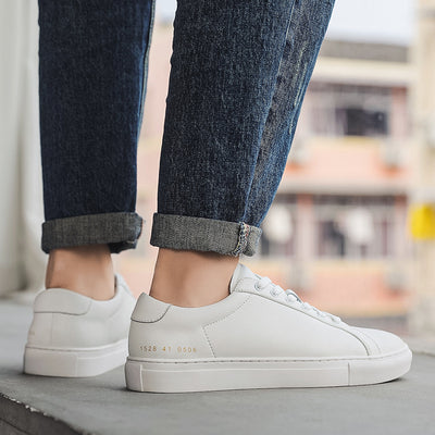 Tenis Blancos de Cuero Respirable con Suela Plana - Estilo Versátil - Image 3
