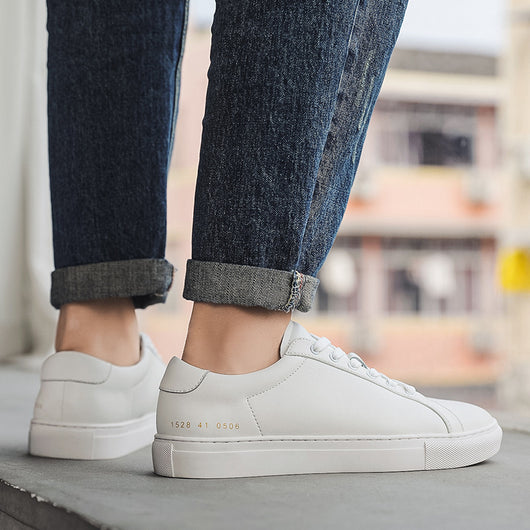 Tenis Blancos de Cuero Respirable con Suela Plana - Estilo Versátil - Image 3