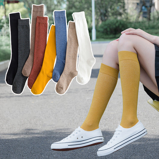 Calcetines Largos de Algodón para Mujer - Colores Sólidos - Image 5