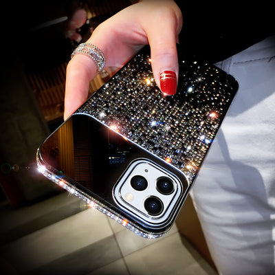 Funda Espejo para Teléfono con Diseño Punk Degradado y Cristales Brillantes - Image 3