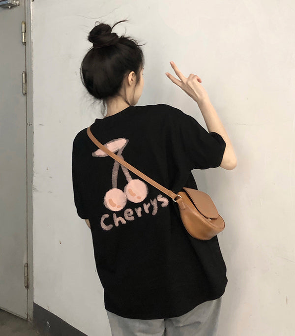 Blusa Vintage Suelta de Manga Corta para Mujer