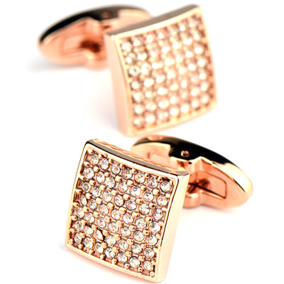 Mancuernillas de Diamantes Blancos Precisión Oro Rosa - Cierre Francés - Image 3