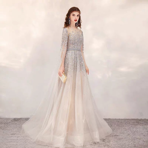 Vestido de Novia Elegante Manga Larga Ajustado