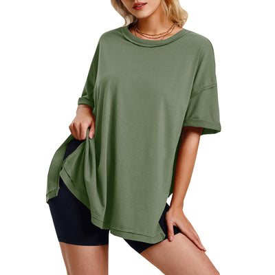 Camiseta Suelta de Algodón con Aberturas Laterales para Mujer - Image 14