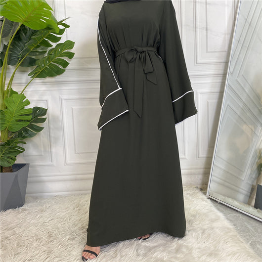 Vestido Blanco Liso Talla Grande para Mujer con Cordones Laterales - Image 3