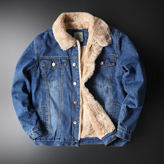 Chaqueta Denim Forrada en Fleece - Estilo Clásico para Otoño e Invierno