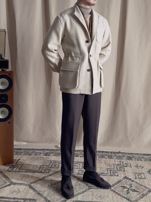 Chaqueta Safari Tweed Retro con Solapa Británica Teda - Image 2