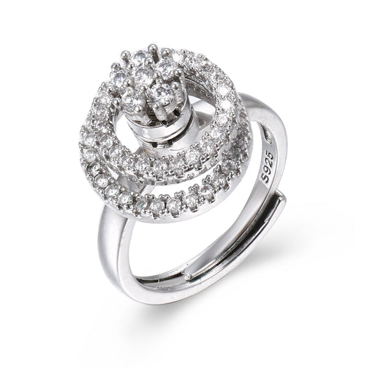 Anillo de Plata Esterlina para Mujer con Doble Círculo Giratorio - Image 5