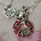 Animal Pendant Necklace Cute Ladybug Heart Shaped Rojo Rhinestone Letter Fashion Pendant Plateado