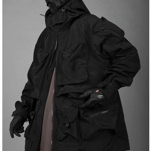 Chaqueta de Trabajo Holgada con Capucha - Diseño Tridimensional y Casual
