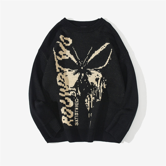 Suéter Tejido Jacquard con Patrón de Mariposas para Mujer