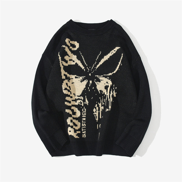 Suéter Tejido Jacquard con Patrón de Mariposas para Mujer