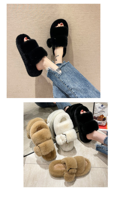 Pantuflas Peludas con Suela Gruesa para Exterior - Image 8