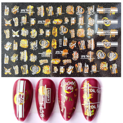 Stickers de Uñas 3D Hojas de Arce, Flamencos y Playa con Detalles Dorados - Image 4